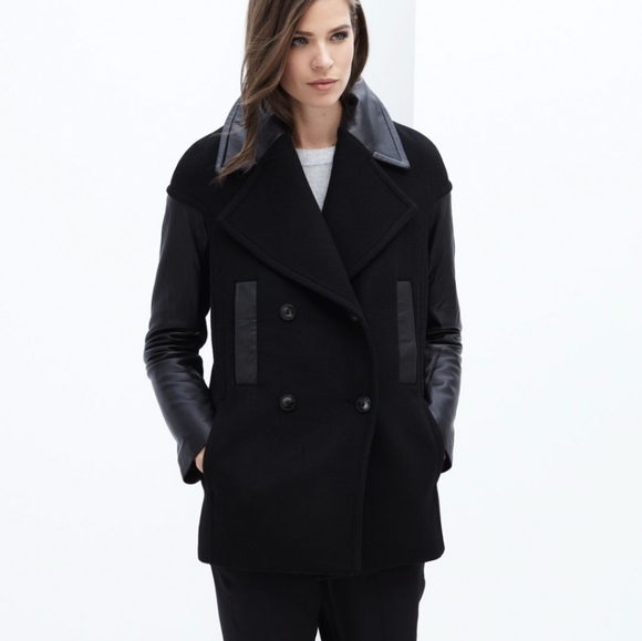 Danier Jackets & Blazers - Danier Leather Camilla Wool & Leather Peacoat